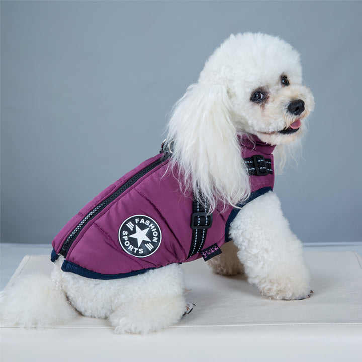   Waterproof Winter Dog Jacket With built-in Harness-Harness 